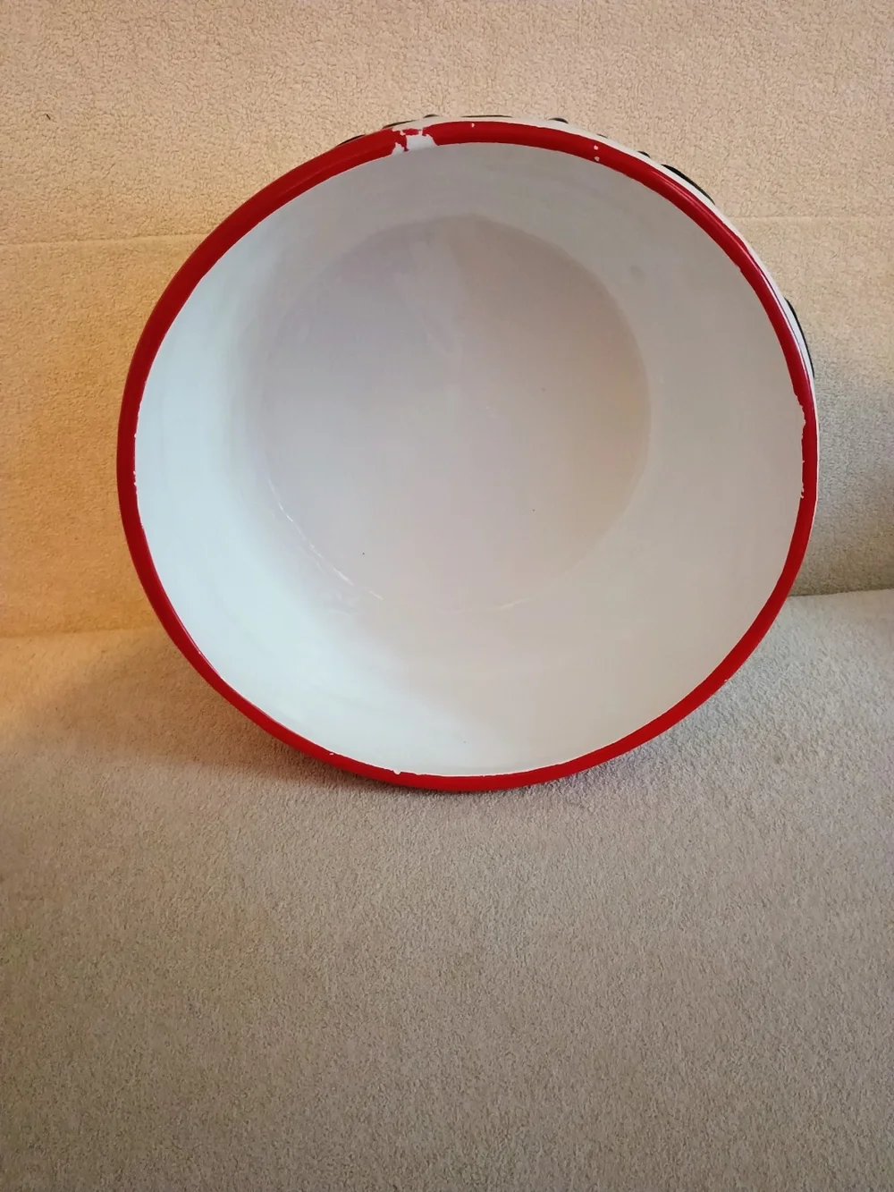 Santa Snacks Christmas Bowl Ceramic Glossy White Red Black Hand Wash